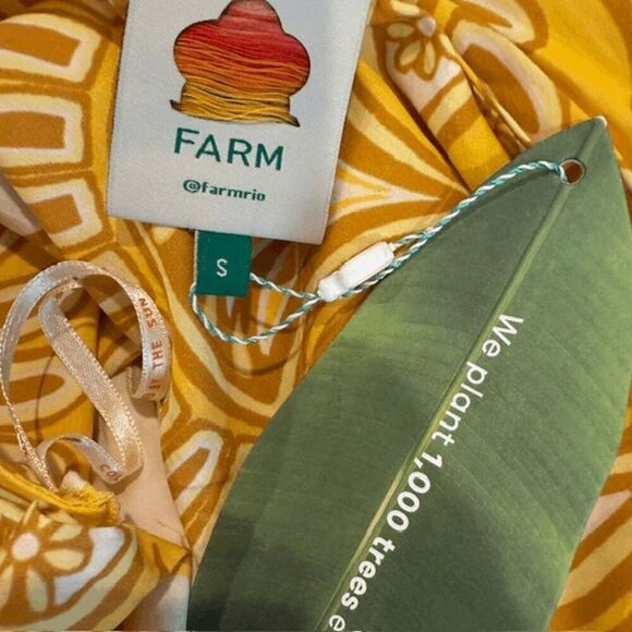 NWT Farm Rio Ainika Tapestry Yellow One Shoulder Maxi Dress Seashell Size Small - Picture 9 of 16